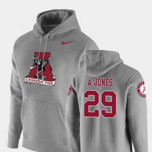 Men's Alabama Crimson Tide #29 Austin Jones Heathered Gray Pullover Vault Logo Club Hoodie 532331-638