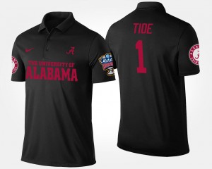 Men's Alabama Crimson Tide #1 Black No.1 Sugar Bowl Name and Number Bowl Game Polo 909691-487