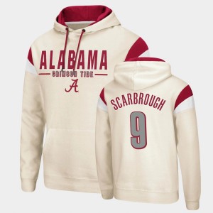 Men's Alabama Crimson Tide #9 Bo Scarbrough Cream Pullover Fortress Hoodie 196311-267