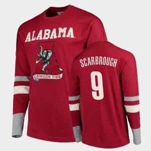 Men's Alabama Crimson Tide #9 Bo Scarbrough Crimson Football Long Sleeve Old School T-Shirt 316082-397