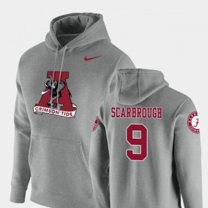 Men's Alabama Crimson Tide #9 Bo Scarbrough Heathered Gray Pullover Vault Logo Club Hoodie 856408-412