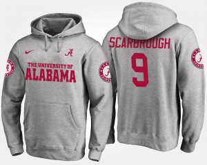 Men's Alabama Crimson Tide #9 Bo Scarbrough Gray Name and Number Hoodie 862412-741