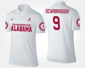 Men's Alabama Crimson Tide #9 Bo Scarbrough White Name and Number Polo 690232-661