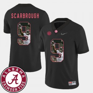 Men's Alabama Crimson Tide #9 Bo Scarbrough Black Football Pictorial Fashion Jersey 643889-193