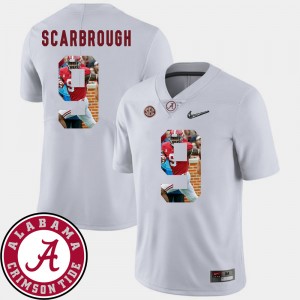 Men's Alabama Crimson Tide #9 Bo Scarbrough White Football Pictorial Fashion Jersey 935090-326