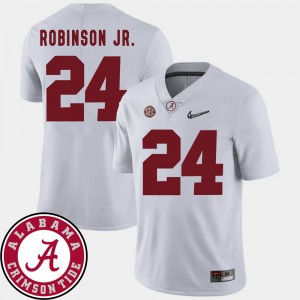 Men's Alabama Crimson Tide #24 Brian Robinson Jr. White 2018 SEC Patch College Football Jersey 512774-805