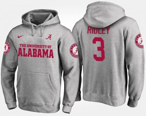 Men's Alabama Crimson Tide #3 Calvin Ridley Gray Name and Number Hoodie 976185-838