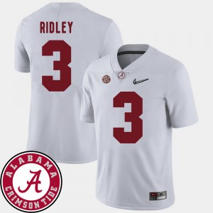 Men's Alabama Crimson Tide #3 Calvin Ridley White 2018 SEC Patch College Football Jersey 810723-988