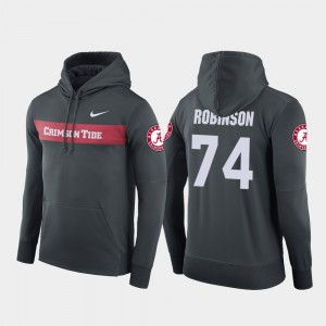 Men's Alabama Crimson Tide #74 Cam Robinson Anthracite Football Performance Sideline Seismic Hoodie 204306-979