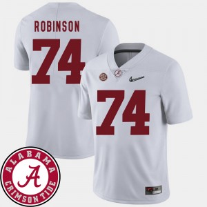 Men's Alabama Crimson Tide #74 Cam Robinson White 2018 SEC Patch College Football Jersey 156911-181