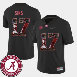 Men's Alabama Crimson Tide #17 Cam Sims Black Football Pictorial Fashion Jersey 225600-495