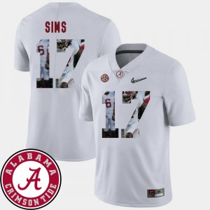 Men's Alabama Crimson Tide #17 Cam Sims White Football Pictorial Fashion Jersey 142074-651