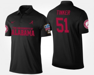 Men's Alabama Crimson Tide #51 Carson Tinker Black Sugar Bowl Name and Number Bowl Game Polo 429339-800