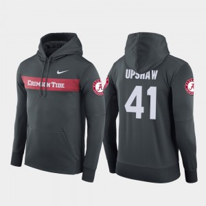 Men's Alabama Crimson Tide #41 Courtney Upshaw Anthracite Football Performance Sideline Seismic Hoodie 701331-537