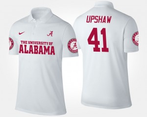 Men's Alabama Crimson Tide #41 Courtney Upshaw White Name and Number Polo 727801-168