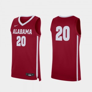 Men's Alabama Crimson Tide #20 Crimson College Basketball Replica Jersey 181041-797