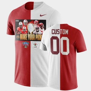 Men's Alabama Crimson Tide #00 Custom Scarlet White Make Your Pick Matchup Split 2021 National Championship T-Shirt 818391-969
