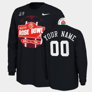 Men's Alabama Crimson Tide #00 Custom Black Illustrated Long Sleeve 2021 Rose Bowl T-Shirt 413803-503