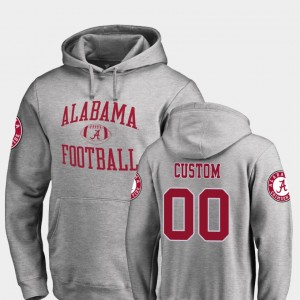 Men's Alabama Crimson Tide #00 Custom Ash College Football Neutral Zone Hoodie 582777-916