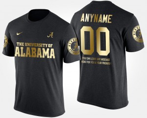 Men's Alabama Crimson Tide #00 Custom Black Short Sleeve With Message Gold Limited T-Shirt 439524-631