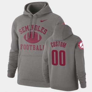 Men's Alabama Crimson Tide #00 Custom Heathered Gray Pullover Retro Football Hoodie 231328-835