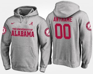 Men's Alabama Crimson Tide #00 Custom Gray Name and Number Hoodie 431567-776
