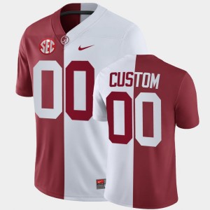 Men's Alabama Crimson Tide #00 Custom White Crimson Split Jersey 157017-739
