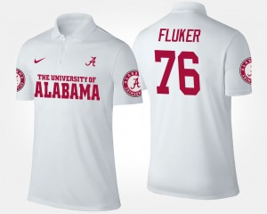 Men's Alabama Crimson Tide #76 D.J. Fluker White Name and Number Polo 732520-235