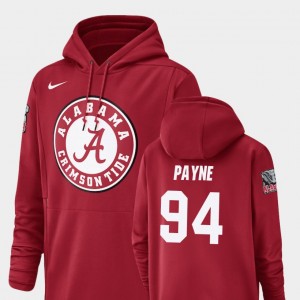 Men's Alabama Crimson Tide #94 Da'Ron Payne Crimson Football Performance Champ Drive Hoodie 125620-194