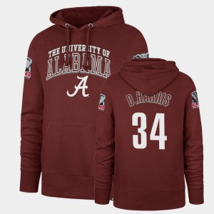 Men's Alabama Crimson Tide #34 Damien Harris Cardinal Headline Double Decker Hoodie 447086-349