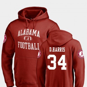 Men's Alabama Crimson Tide #34 Damien Harris Crimson College Football Neutral Zone Hoodie 473010-504