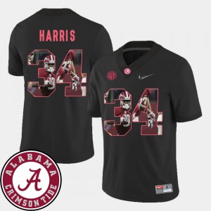 Men's Alabama Crimson Tide #34 Damien Harris Black Football Pictorial Fashion Jersey 593438-505