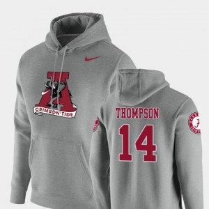 Men's Alabama Crimson Tide #14 Deionte Thompson Heathered Gray Pullover Vault Logo Club Hoodie 992320-342