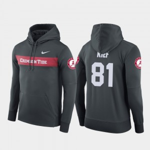 Men's Alabama Crimson Tide #81 Derek Kief Anthracite Football Performance Sideline Seismic Hoodie 417081-295