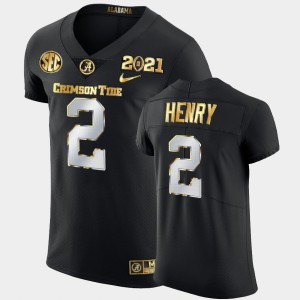 Men's Alabama Crimson Tide #2 Derrick Henry Black Golden Edition 2021 National Championship Jersey 822114-472
