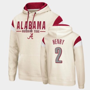 Men's Alabama Crimson Tide #2 Derrick Henry Cream Pullover Fortress Hoodie 544971-474
