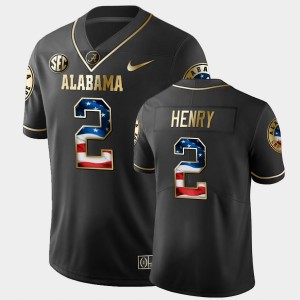 Men's Alabama Crimson Tide #2 Derrick Henry Black Stars and Stripes Golden Edition Jersey 537696-177