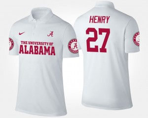 Men's Alabama Crimson Tide #27 Derrick Henry White Name and Number Polo 898551-356