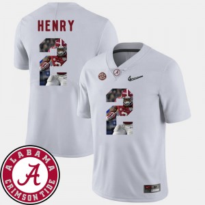 Men's Alabama Crimson Tide #2 Derrick Henry White Football Pictorial Fashion Jersey 852041-657