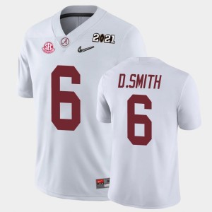 Men's Alabama Crimson Tide #6 DeVonta Smith White 2021 National Championship Jersey 683759-104