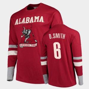 Men's Alabama Crimson Tide #6 DeVonta Smith Crimson Football Long Sleeve Old School T-Shirt 459292-281