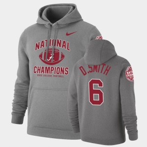 Men's Alabama Crimson Tide #6 DeVonta Smith Heathered Gray Retro Pullover 2020 National Champions Hoodie 734570-727