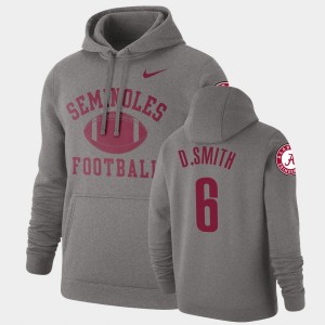 Men's Alabama Crimson Tide #6 DeVonta Smith Heathered Gray Pullover Retro Football Hoodie 575733-238
