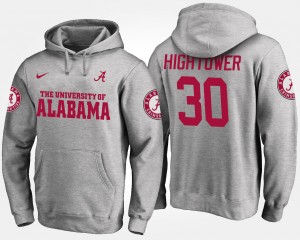 Men's Alabama Crimson Tide #30 Dont'a Hightower Gray Name and Number Hoodie 447382-236