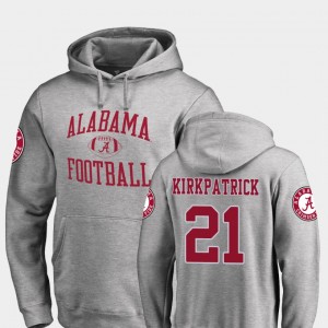 Men's Alabama Crimson Tide #21 Dre Kirkpatrick Ash College Football Neutral Zone Hoodie 934746-334