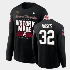 Men's Alabama Crimson Tide #32 Dylan Moses Black History Made Long Sleeve 2020 National Champions T-Shirt 298096-876