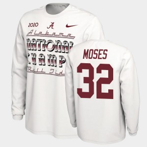 Men's Alabama Crimson Tide #32 Dylan Moses White Long Sleeve 2020 National Champions T-Shirt 368473-704