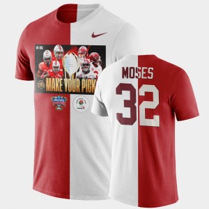 Men's Alabama Crimson Tide #32 Dylan Moses Scarlet White Make Your Pick Matchup Split 2021 National Championship T-Shirt 345311-151