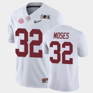 Men's Alabama Crimson Tide #32 Dylan Moses White 2021 National Championship Jersey 811284-832