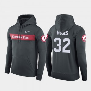 Men's Alabama Crimson Tide #32 Dylan Moses Anthracite Football Performance Sideline Seismic Hoodie 380967-564